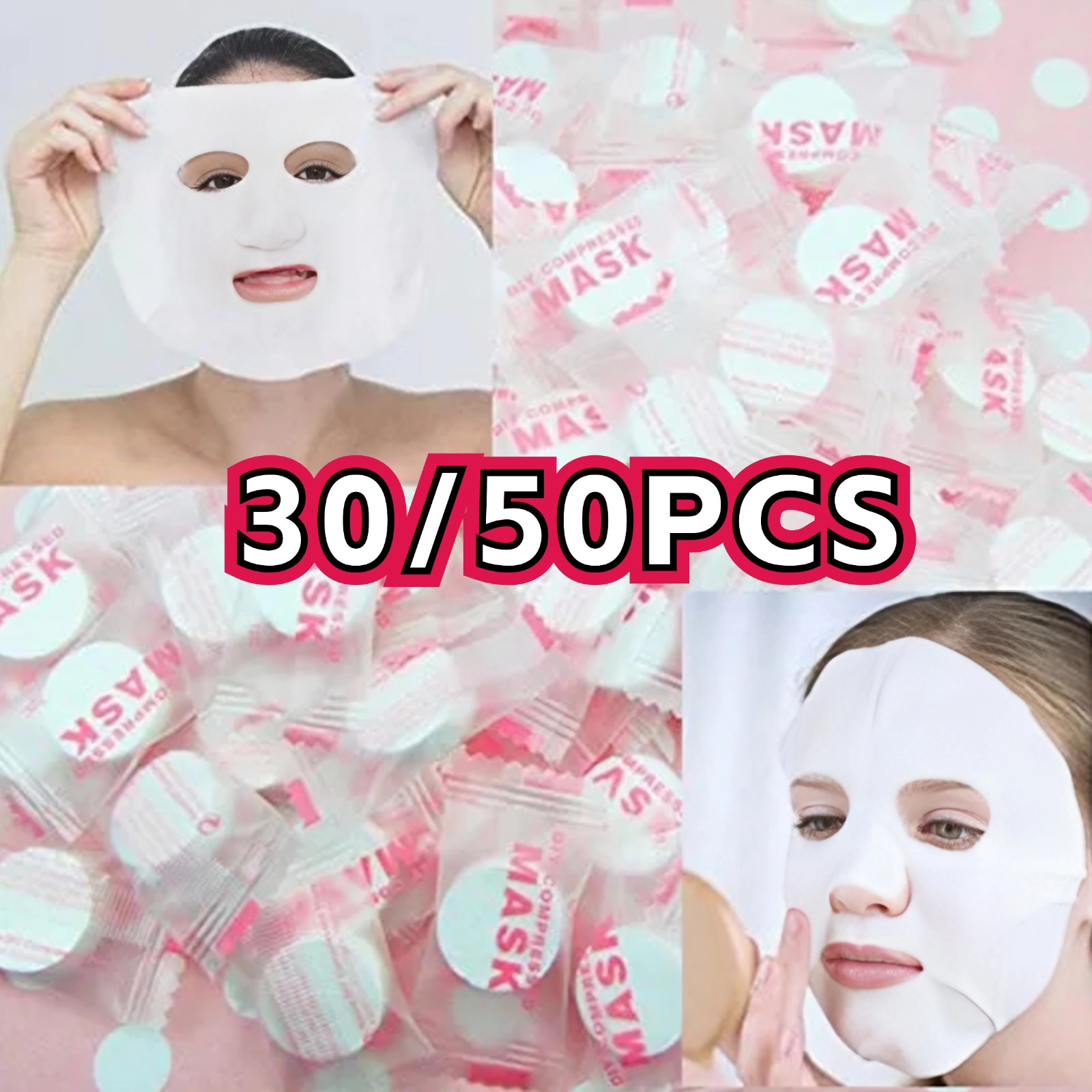 Sheet Face Mask Pack - 30/50pcs jednorazowe skompresowana maseczka do twarzy
