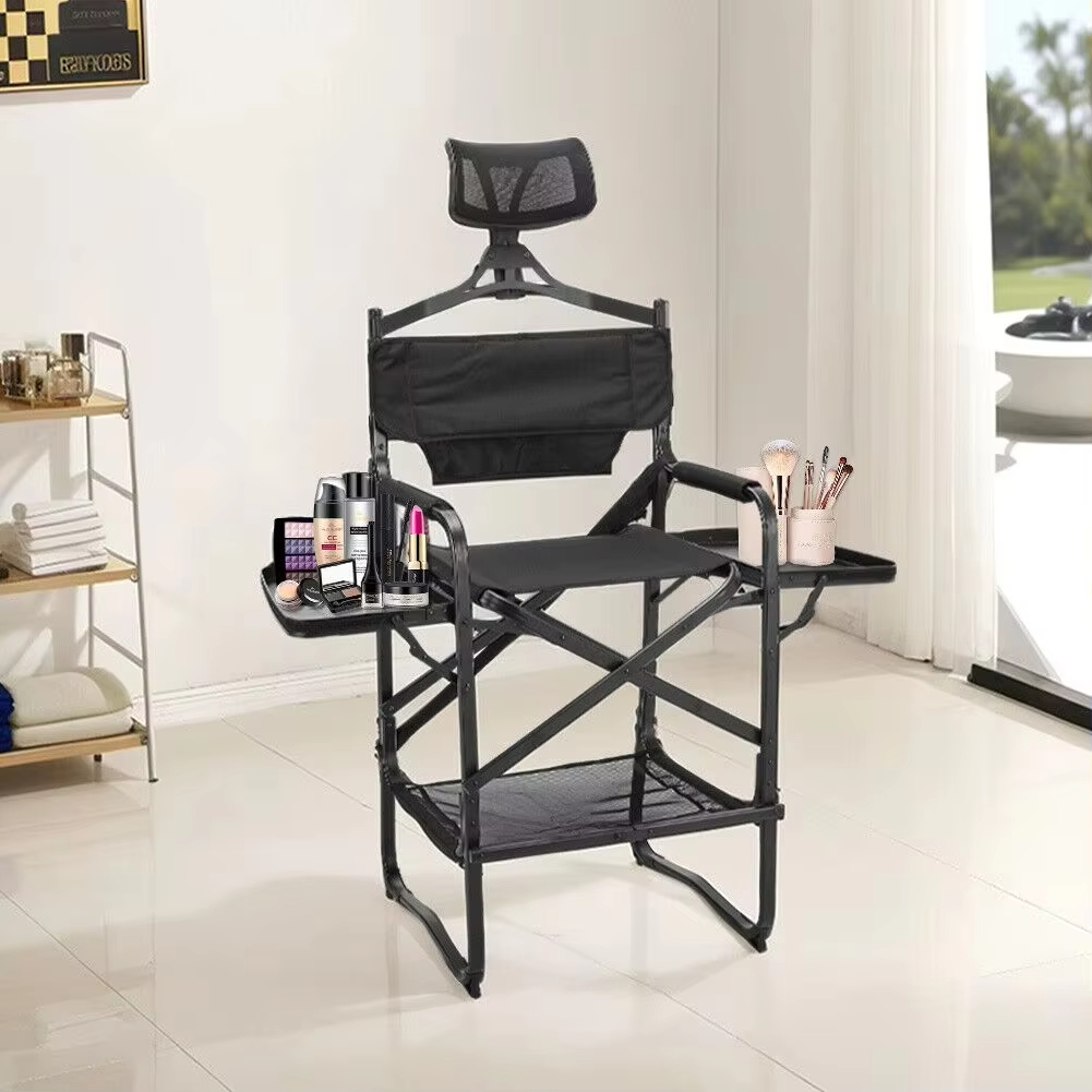 Beauty Makeup Desk - Wysokie krzesło reżyserskie, wytrzymałe, barowe, składane