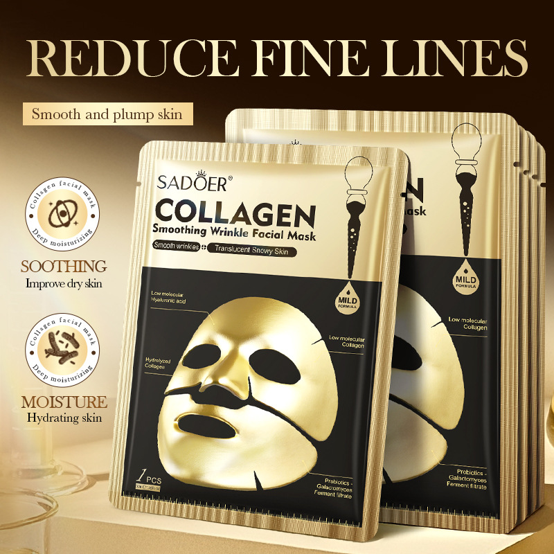 Sheet Face Mask Pack - SADOER Złote Maski Kolagenowe do Twarzy