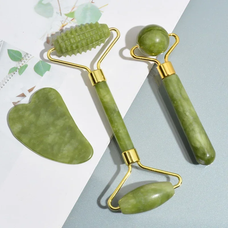 Jade Roller Gua Sha - Naturalny jadeitowy roller do twarzy Gua