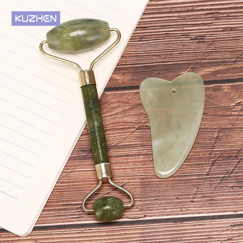 Jade Roller Gua Sha - Roler do twarzy naturalny Jade kwarcowy