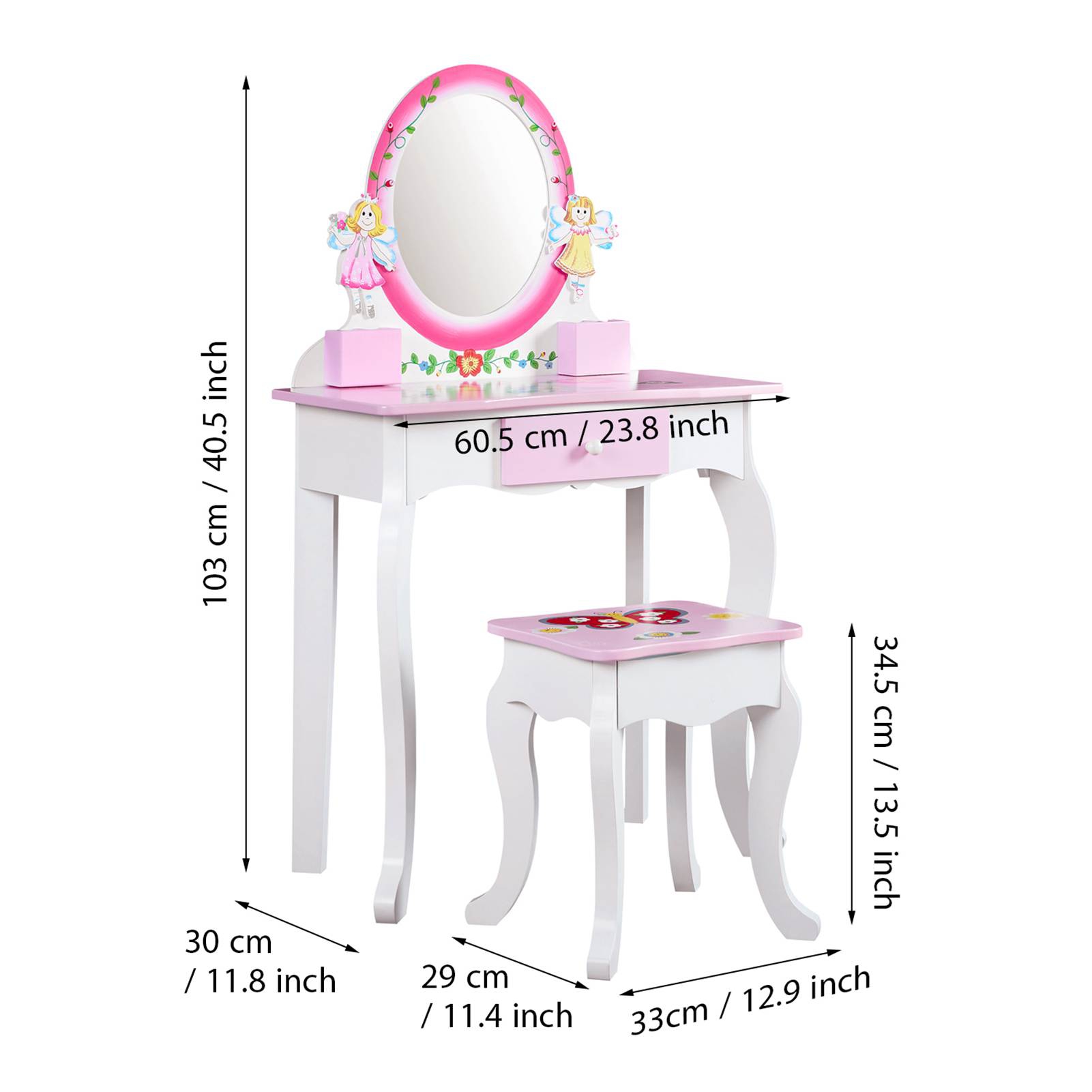 Drewniany toaletka dla dzieci  – Beauty Makeup Desk recenzja i cena