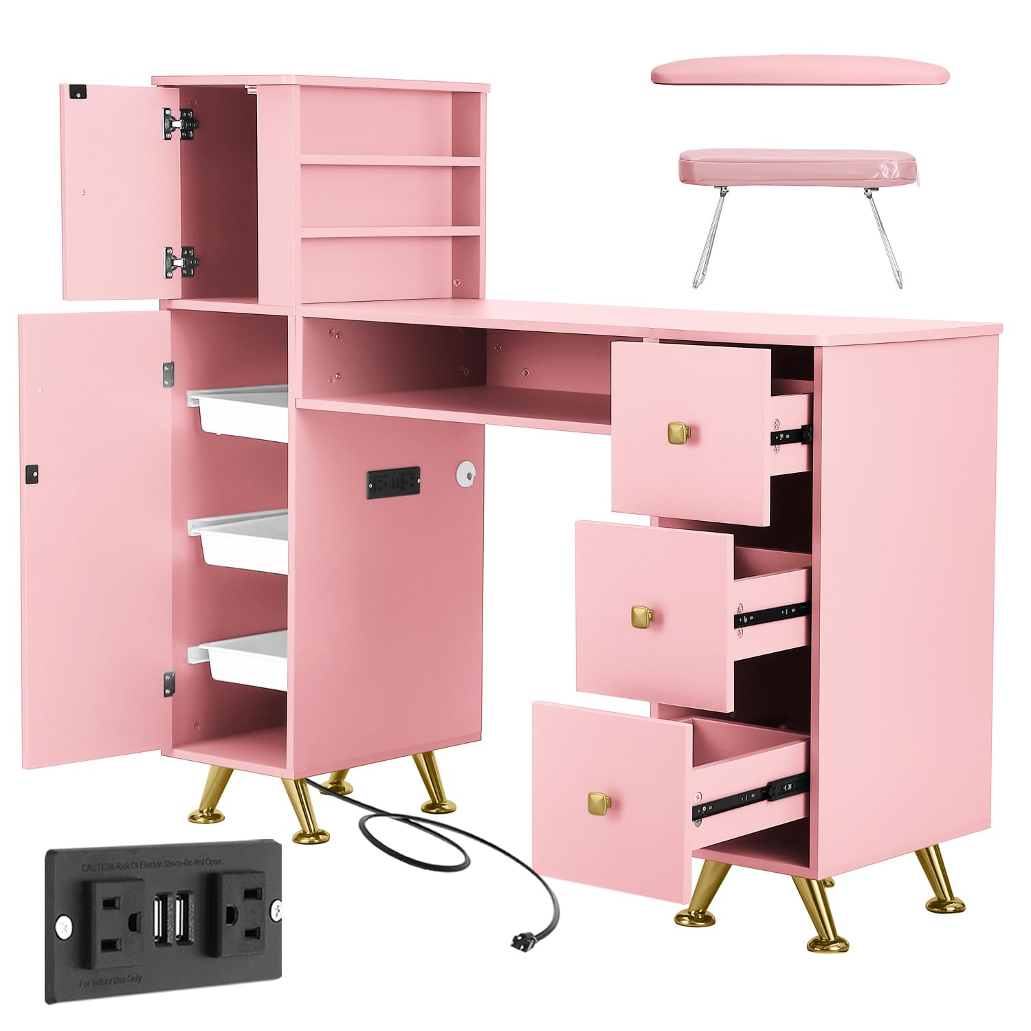 Różowy stolik do paznokci dla  – Beauty Makeup Desk recenzja i cena